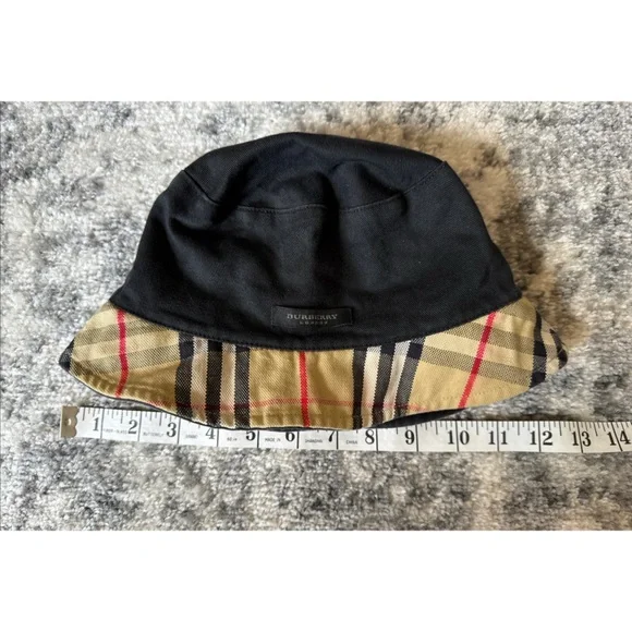 Burberry Reversible Denim Nova Check Bucket Hat Unisex One Size - Picture 3 of 4